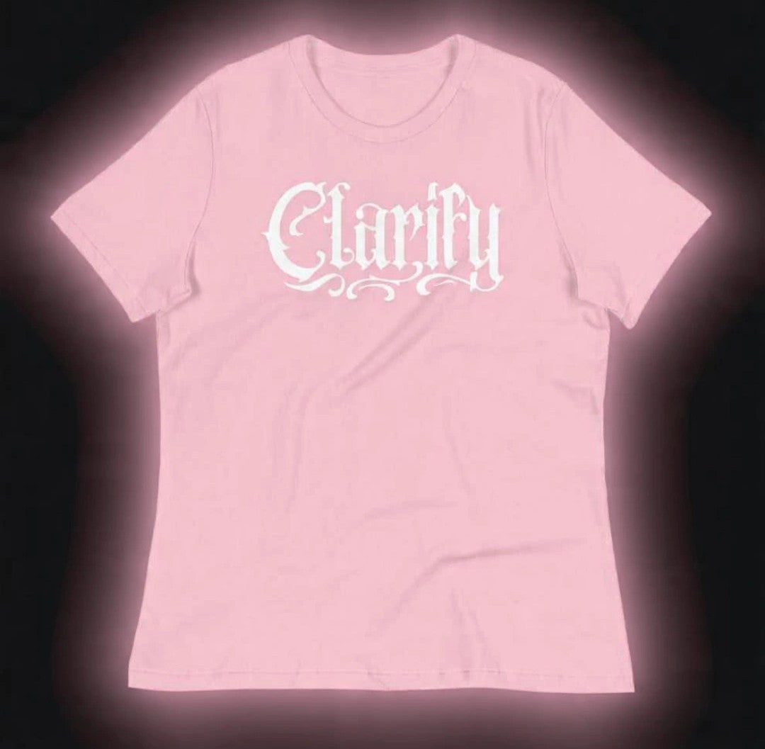 Women's Pink T-Shirt with White Clarify Logo