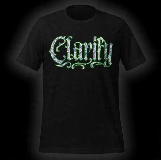 Black T-Shirt with Money Green Clarify Logo