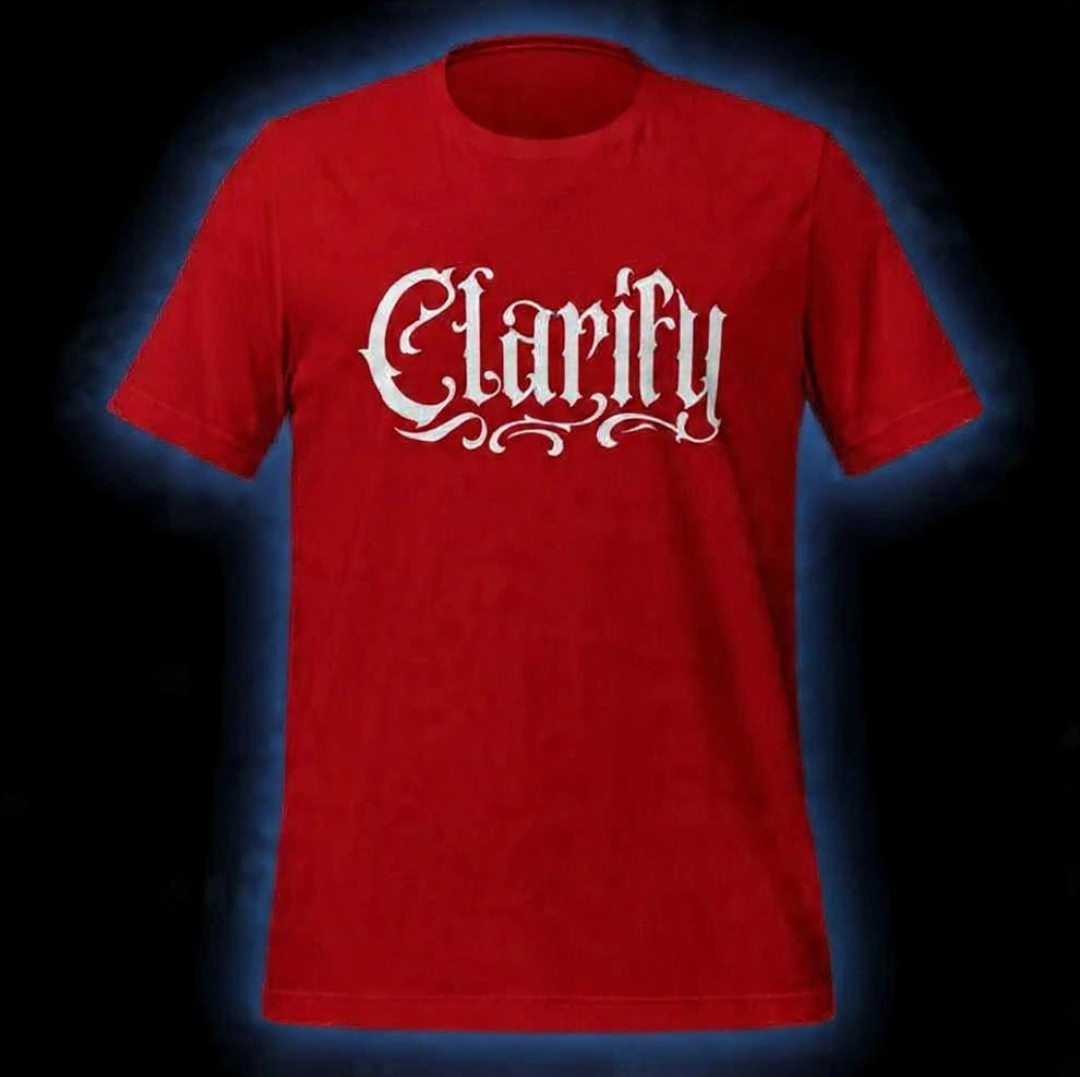 Red T-Shirt with White Clarify Logo